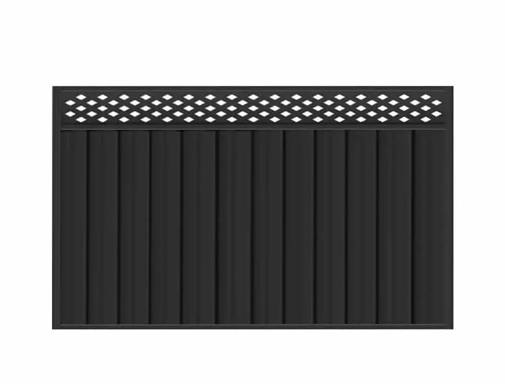 Lattice screen panel: ribbed steel with a lattice strip along the top