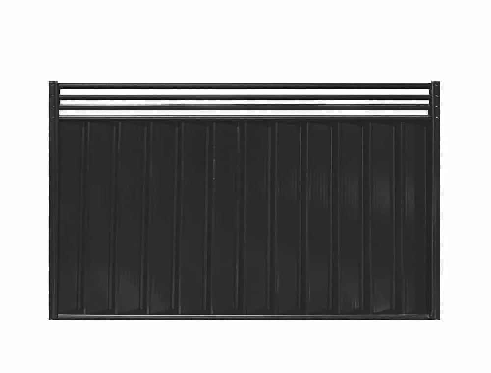 Slat screen panel: ribbed steel with a slatted strip along the top